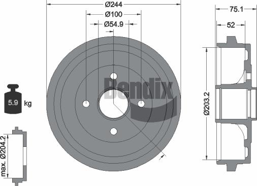 BENDIX Braking BDM1139 - Гальмівний барабан autozip.com.ua