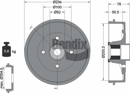 BENDIX Braking BDM1135 - Гальмівний барабан autozip.com.ua