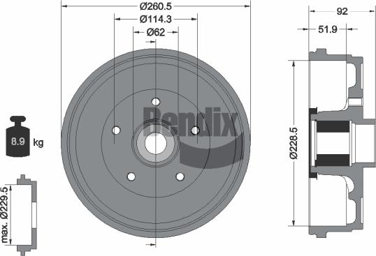 BENDIX Braking BDM1174 - Гальмівний барабан autozip.com.ua
