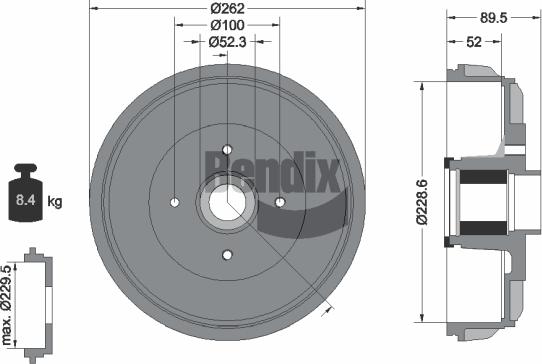 BENDIX Braking BDM1173 - Гальмівний барабан autozip.com.ua