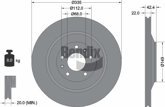 BENDIX Braking BDS1990HC - Гальмівний диск autozip.com.ua