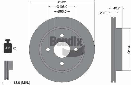 BENDIX Braking BDS1997 - Гальмівний диск autozip.com.ua