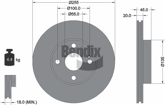 BENDIX Braking BDS1948 - Гальмівний диск autozip.com.ua