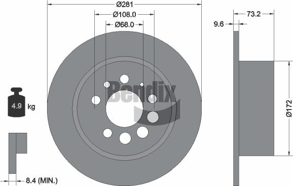 BENDIX Braking BDS1950 - Гальмівний диск autozip.com.ua