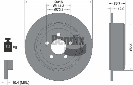 BENDIX Braking BDS1962 - Гальмівний диск autozip.com.ua