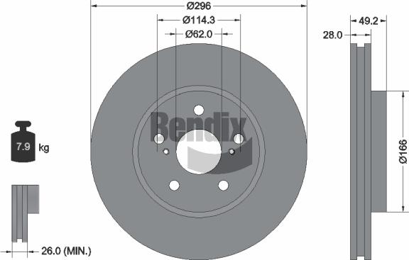BENDIX Braking BDS1914 - Гальмівний диск autozip.com.ua