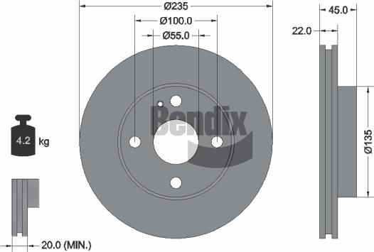 BENDIX Braking BDS1937 - Гальмівний диск autozip.com.ua