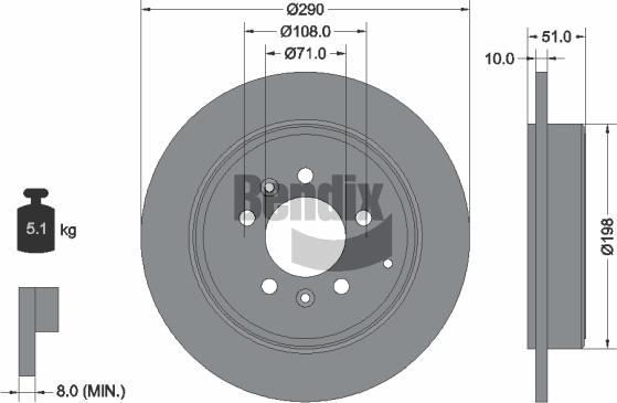BENDIX Braking BDS1452 - Гальмівний диск autozip.com.ua