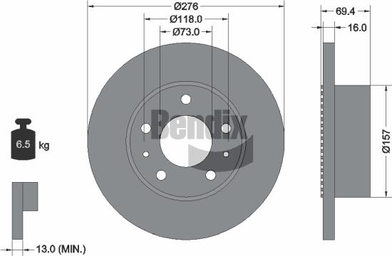 BENDIX Braking BDS1465 - Гальмівний диск autozip.com.ua