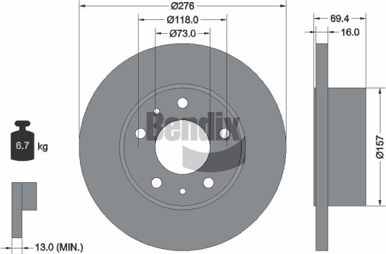 BENDIX Braking BDS1461 - Гальмівний диск autozip.com.ua