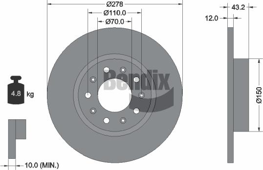 BENDIX Braking BDS1416 - Гальмівний диск autozip.com.ua
