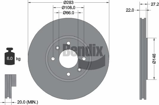 BENDIX Braking BDS1430 - Гальмівний диск autozip.com.ua