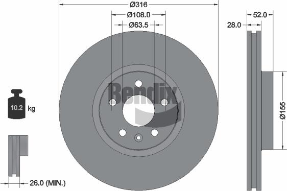 BENDIX Braking BDS1429HC - Гальмівний диск autozip.com.ua