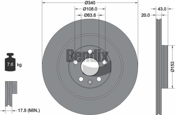 BENDIX Braking BDS1594 - Гальмівний диск autozip.com.ua