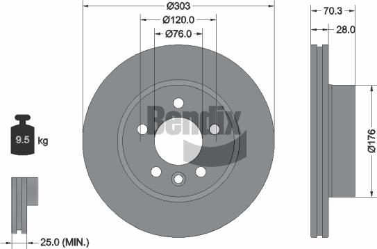 BENDIX Braking BDS1540 - Гальмівний диск autozip.com.ua