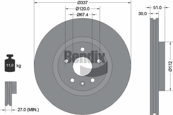 BENDIX Braking BDS1502 - Гальмівний диск autozip.com.ua