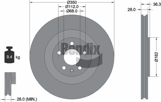 BENDIX Braking BDS1516HC - Гальмівний диск autozip.com.ua