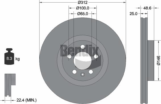 BENDIX Braking BDS1589 - Гальмівний диск autozip.com.ua