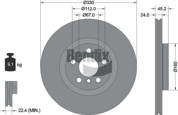 BENDIX Braking BDS1530HC - Гальмівний диск autozip.com.ua