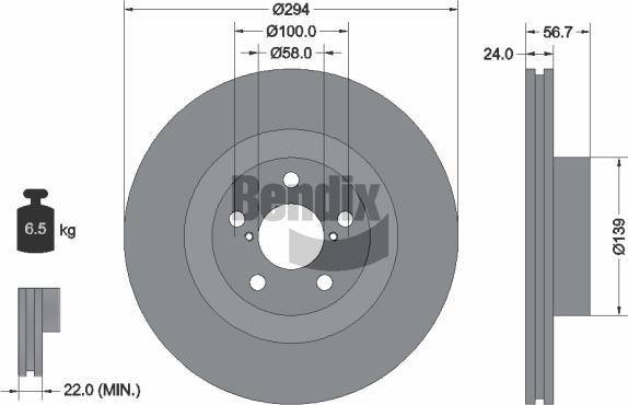 BENDIX Braking BDS1644 - Гальмівний диск autozip.com.ua