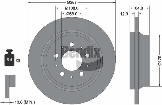 BENDIX Braking BDS1643 - Гальмівний диск autozip.com.ua