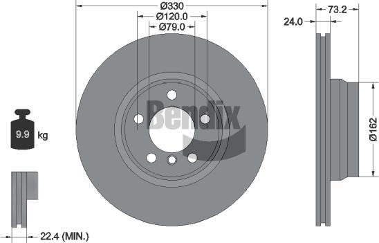 BENDIX Braking BDS1663HC - Гальмівний диск autozip.com.ua