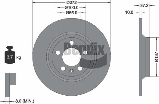 BENDIX Braking BDS1613 - Гальмівний диск autozip.com.ua