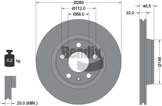 BENDIX Braking BDS1636HC - Гальмівний диск autozip.com.ua