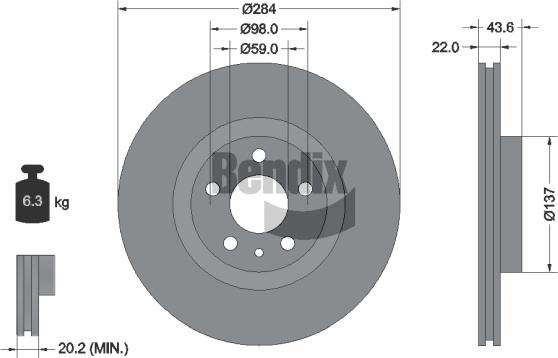 BENDIX Braking BDS1096 - Гальмівний диск autozip.com.ua