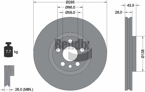BENDIX Braking BDS1090 - Гальмівний диск autozip.com.ua