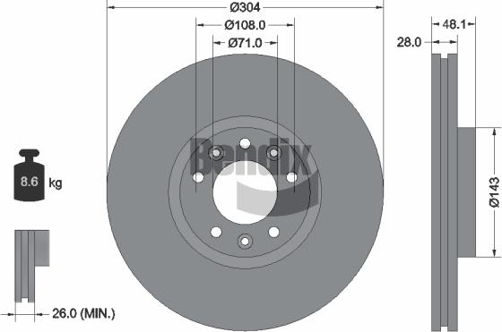BENDIX Braking BDS1091HC - Гальмівний диск autozip.com.ua