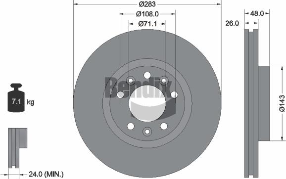 BENDIX Braking BDS1044 - Гальмівний диск autozip.com.ua