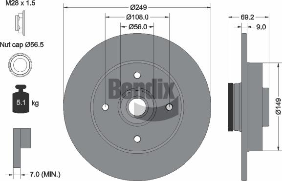 BENDIX Braking BDS1040 - Гальмівний диск autozip.com.ua