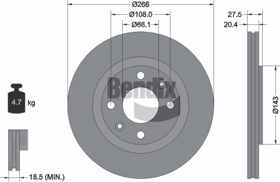 BENDIX Braking BDS1042 - Гальмівний диск autozip.com.ua