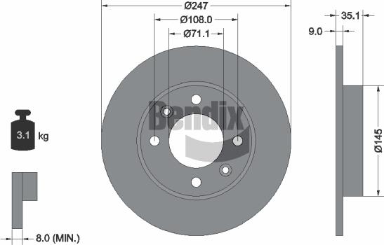 BENDIX Braking BDS1056 - Гальмівний диск autozip.com.ua