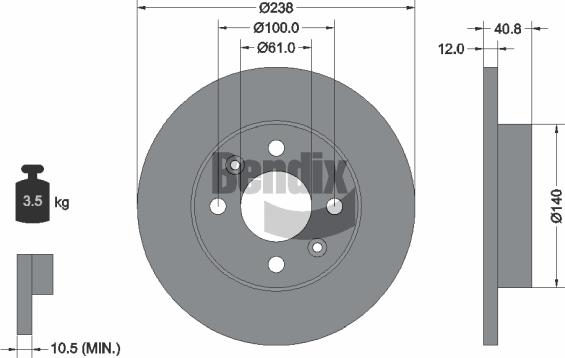 BENDIX Braking BDS1063 - Гальмівний диск autozip.com.ua