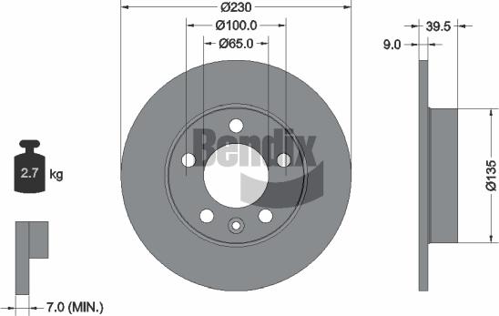 BENDIX Braking BDS1009 - Гальмівний диск autozip.com.ua