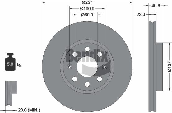 BENDIX Braking BDS1005 - Гальмівний диск autozip.com.ua