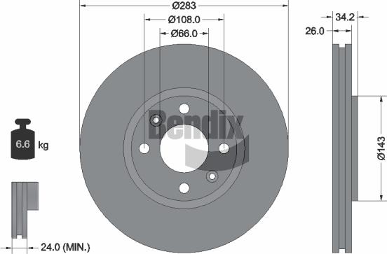 BENDIX Braking BDS1001 - Гальмівний диск autozip.com.ua