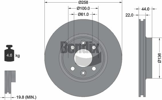 BENDIX Braking BDS1008 - Гальмівний диск autozip.com.ua