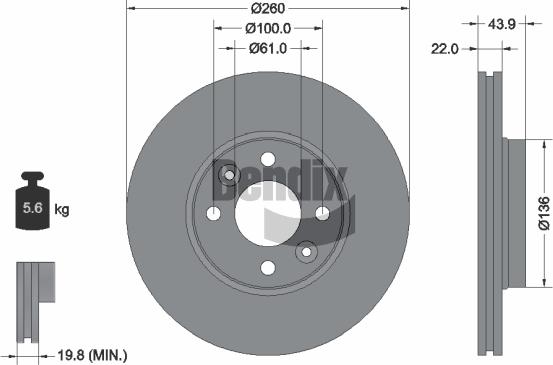 BENDIX Braking BDS1003 - Гальмівний диск autozip.com.ua