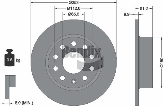 BENDIX Braking BDS1007 - Гальмівний диск autozip.com.ua