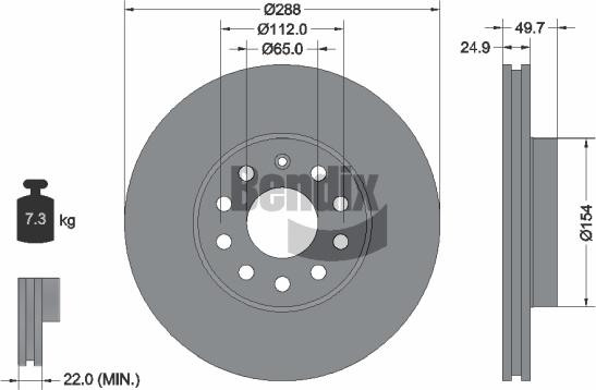 BENDIX Braking BDS1015HC - Гальмівний диск autozip.com.ua