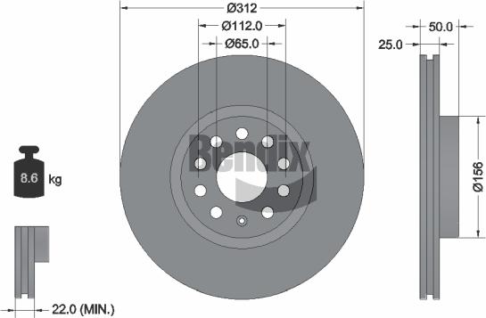 BENDIX Braking BDS1013HC - Гальмівний диск autozip.com.ua