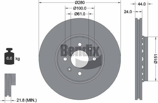 BENDIX Braking BDS1012 - Гальмівний диск autozip.com.ua