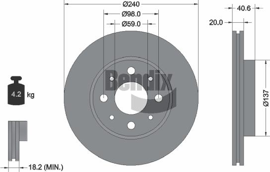 BENDIX Braking BDS1085 - Гальмівний диск autozip.com.ua