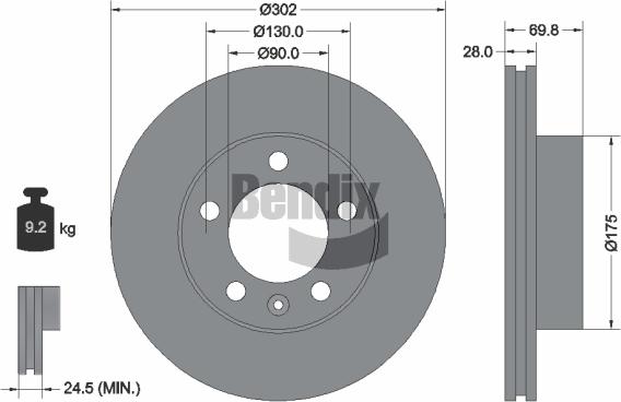 BENDIX Braking BDS1035 - Гальмівний диск autozip.com.ua