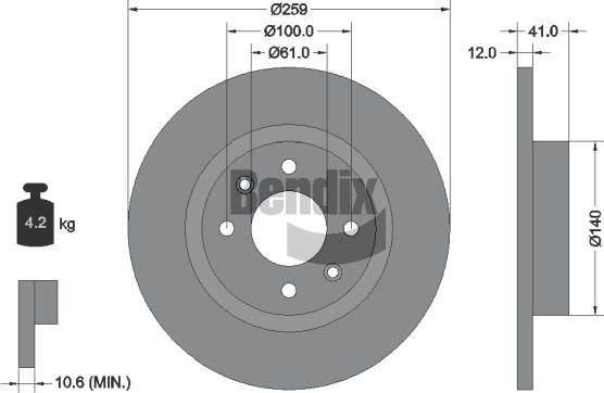 BENDIX Braking BDS1036 - Гальмівний диск autozip.com.ua