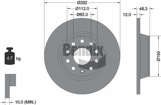BENDIX Braking BDS1031 - Гальмівний диск autozip.com.ua