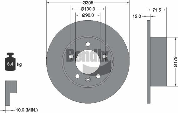 BENDIX Braking BDS1024 - Гальмівний диск autozip.com.ua